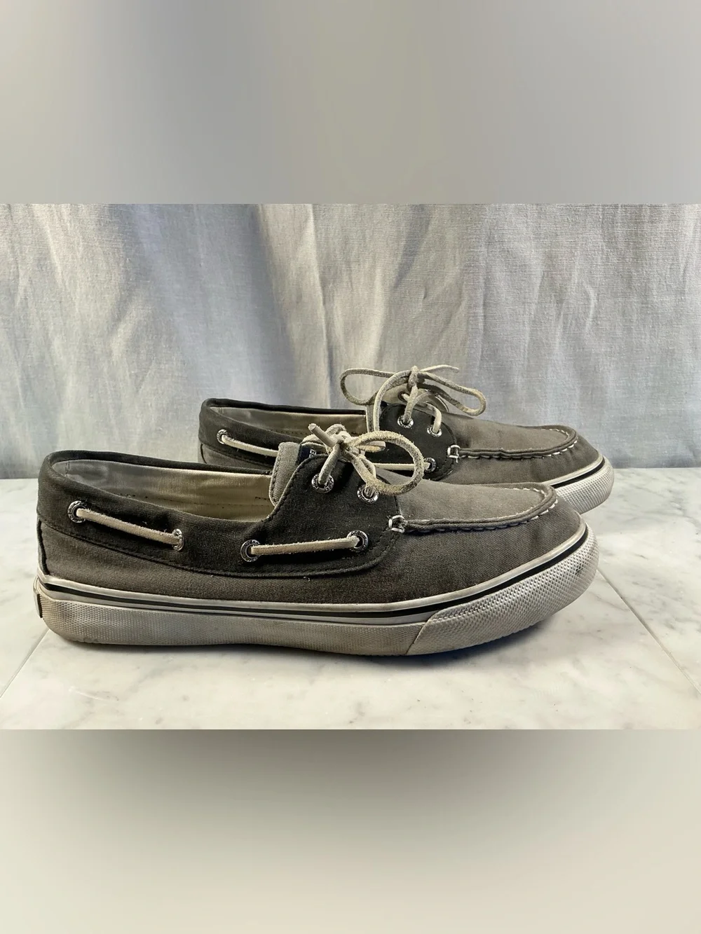Boat shoes - Sperry Topsider white sole grey canvas *Excellent
